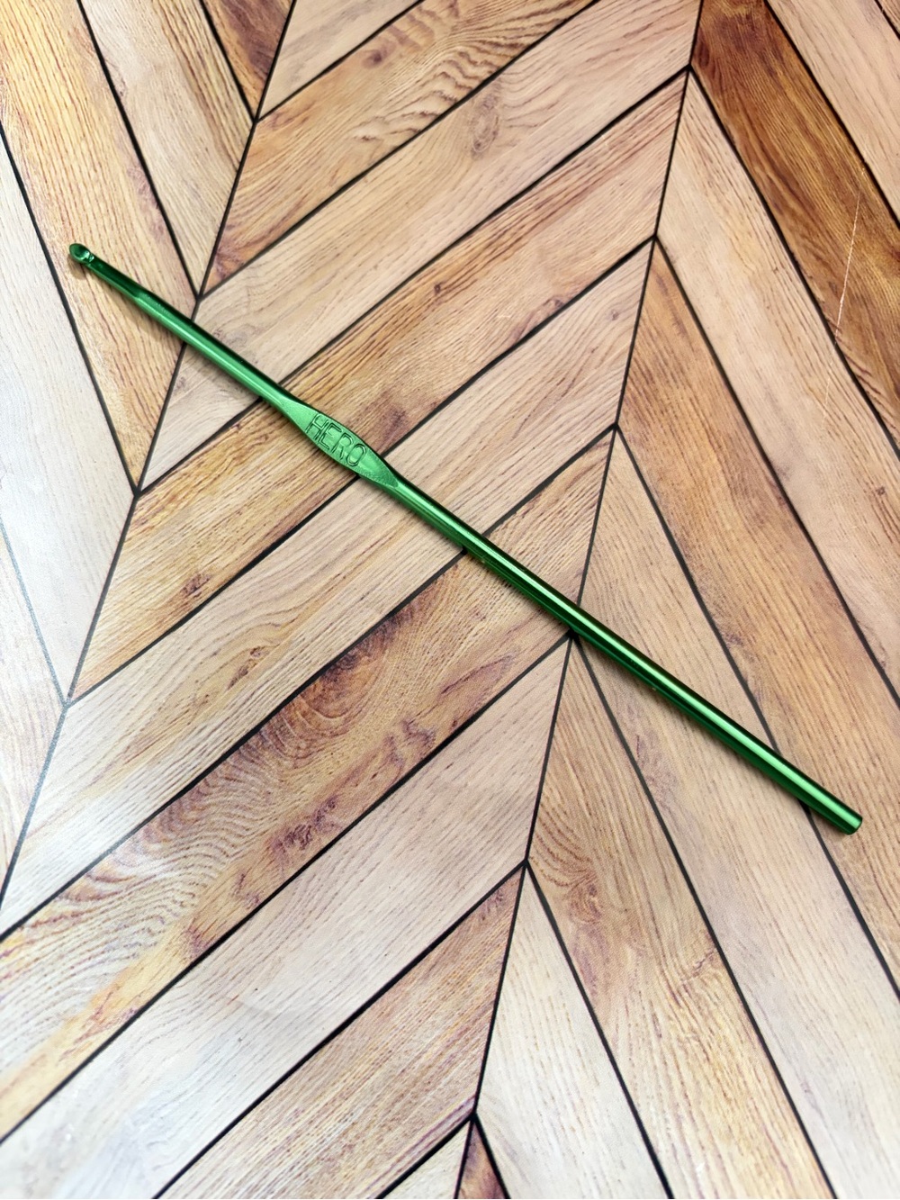 Vintage HERO Green Aluminum Crochet Hook